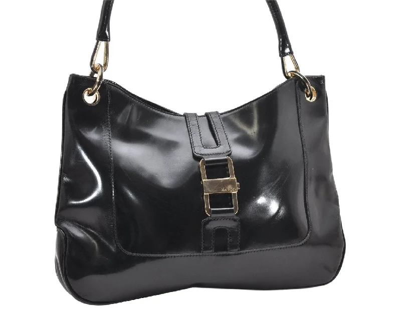 Gucci backpacks for women with a sleek silhouetteAuthentic GUCCI Vintage Shoulder Hand Bag Leather 0014149 Black 3212K