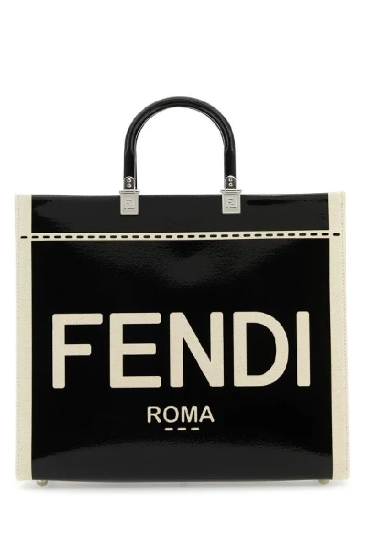 Fendi Women Two-Tone Canvas Medium Sunshine Shopping Bag