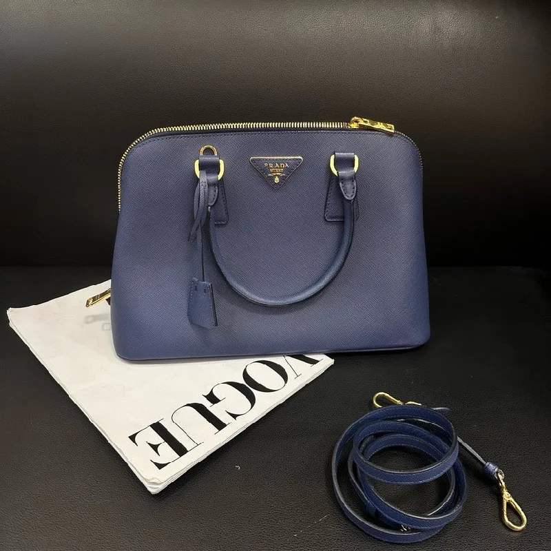 Prada Blue Cowhide Shell Bag 33cm Crossbody