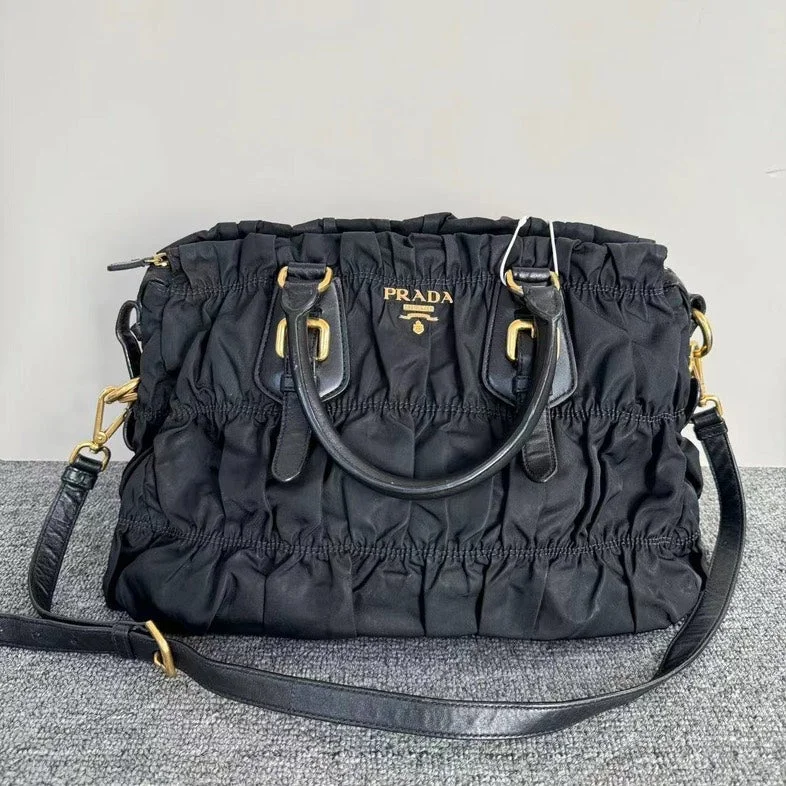 Prada Black Nylon Tessuto Gaufre Tote Bag Medium