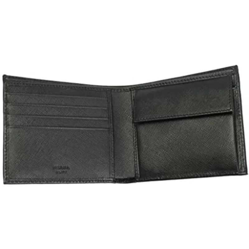 Prada Men's Black Saffiano Leather Logo Billfold Bifold Wallet 2MO738