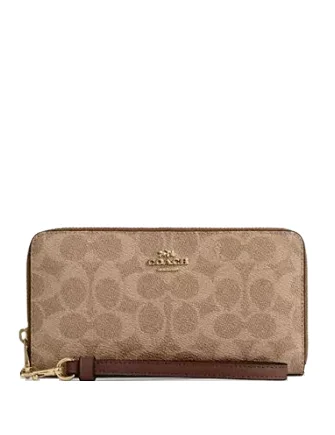 Coach Long Zip Around Wallet In Signature Canvas