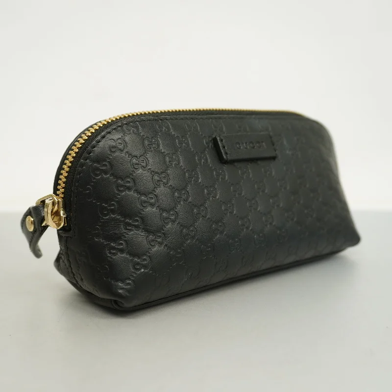 Women Gucci bags with a zip - around closure for securityGUCCI[3cc2521]   Pouch Micro sima 449894 Leather Black Gold metal