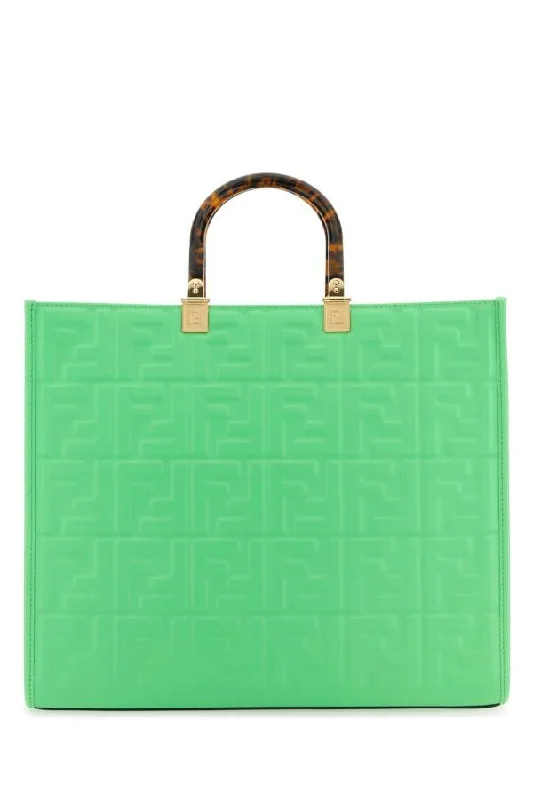 Fendi Women Green Leather Medium Sunshine Shopping Bag