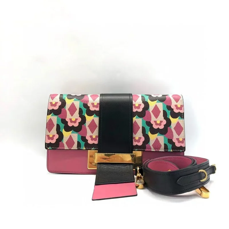 Prada Ribbon Multicolor Leather Shoulder Bag Medium