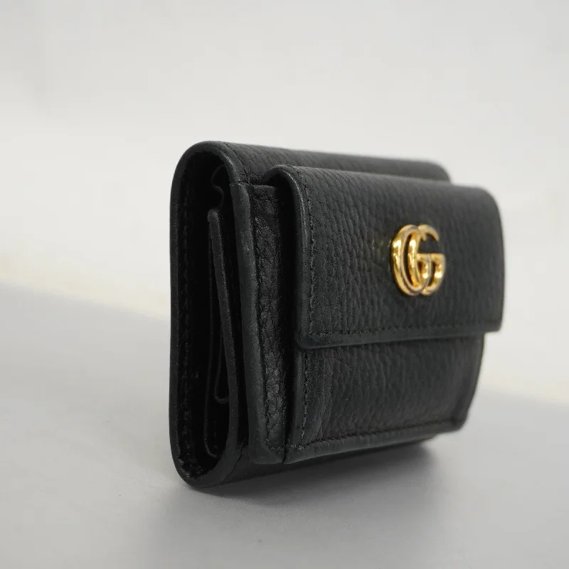 Women Gucci Sylvie bags with a detachable ribbon detailGUCCI  GG Marmont Gold Hardware 523277 Women's Leather Wallet [tri-fold]