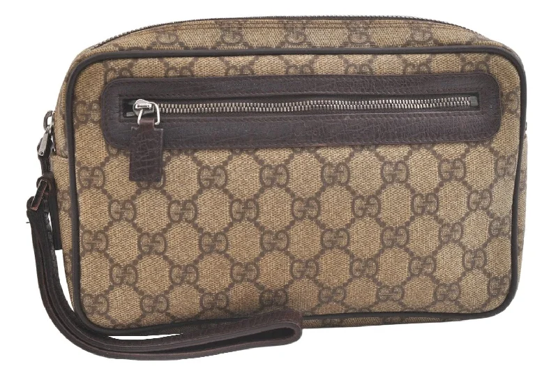 Ladies Gucci Dionysus bags in a pastel colorAuthentic GUCCI Vintage Clutch Hand Bag Purse GG PVC Leather Brown 2728K