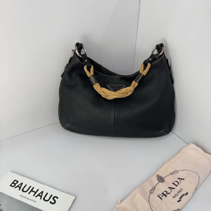 Prada Black Cowhide Hobo Bag 39cm