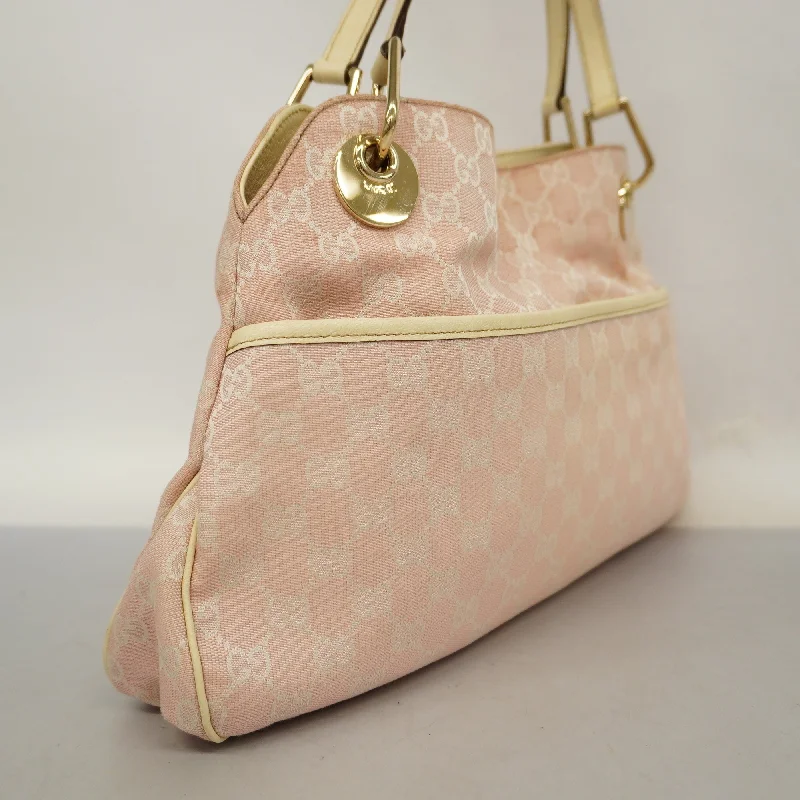 Women Gucci bags with a magnetic snap closure for easy accessGUCCI  GG Canvas Handbag 121023 Women's Handbag Ivory,Pink