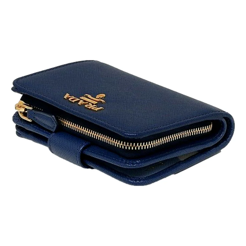 Prada Blue Multi-Colored Saffiano Wallet with Coin Pouch