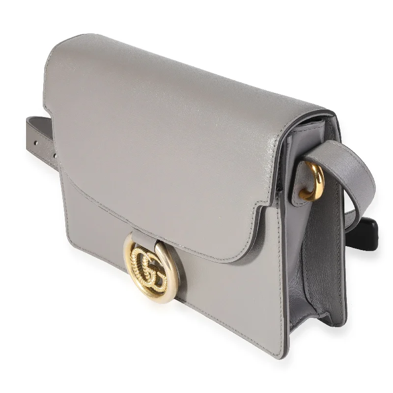 Women Gucci bags with a detachable mirror insideGucci Gray Leather GG Ring Shoulder Bag