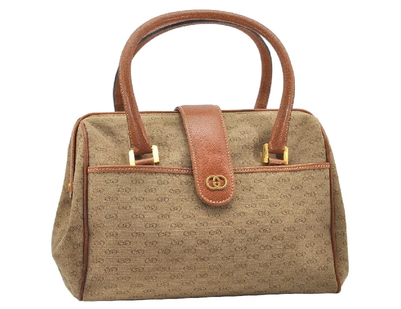 Gucci backpacks for women with a hidden back pocketAuthentic GUCCI Vintage Hand Boston Bag Purse GG Canvas Leather Brown 3246K