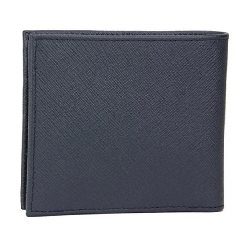 Prada Men's Baltico Blue Saffiano Leather Logo Billfold Bifold Wallet 2MO738