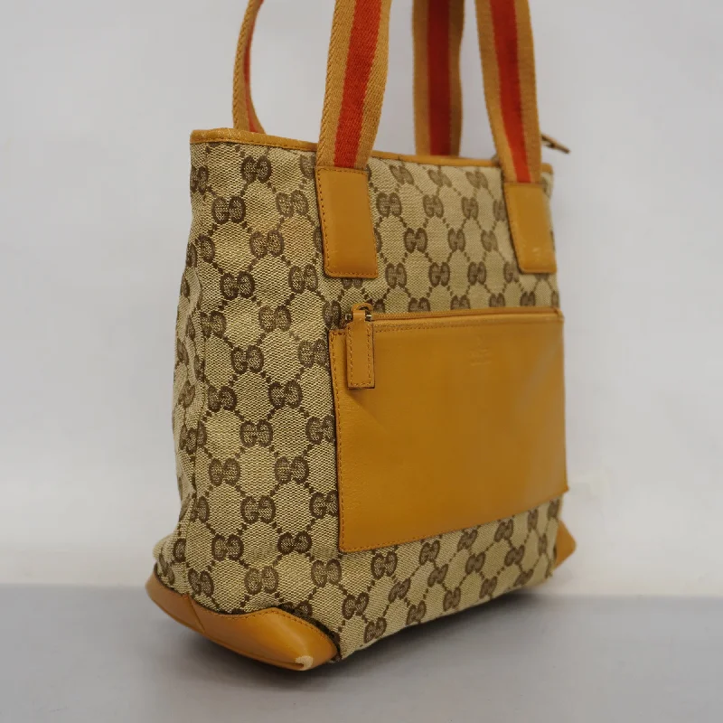 Gucci Marmont bags for women with gold - toned hardwareGUCCI  GG Canvas 019 0402 Women's Leather Tote Bag Beige