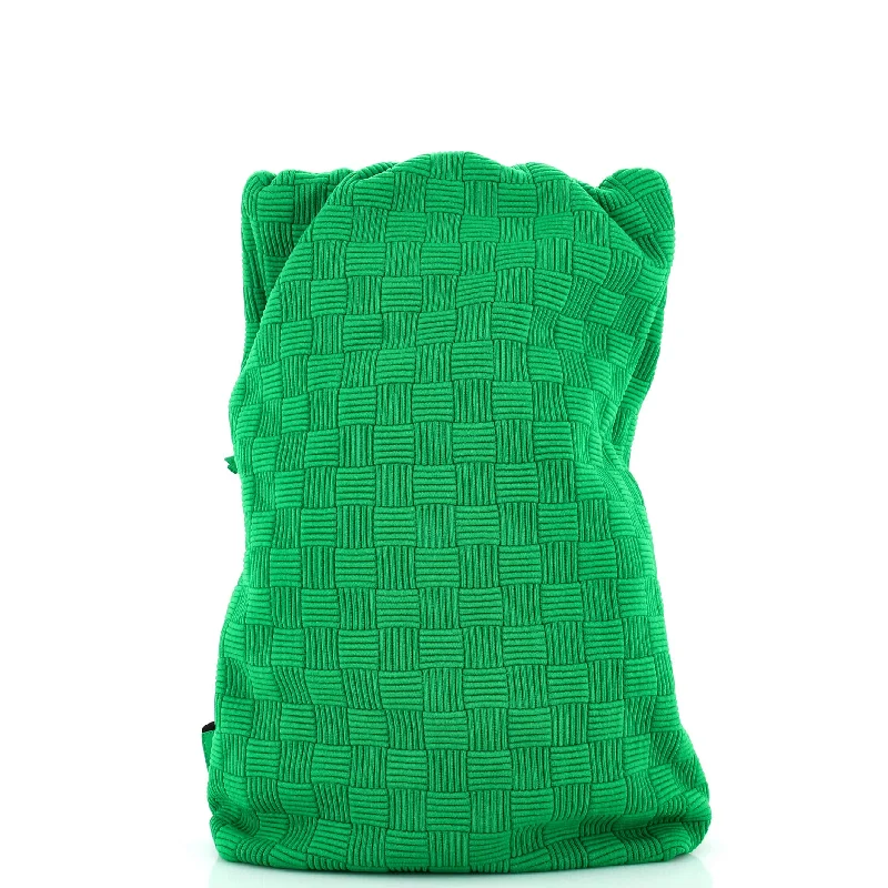 Fold Top Padded Backpack Intrecciato Effect Knit Medium