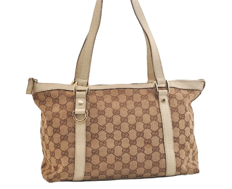 Women Gucci Sylvie bags with a detachable ribbon detailAuthentic GUCCI Abbey Shoulder Tote Bag GG Canvas Leather 141470 Brown 2729K