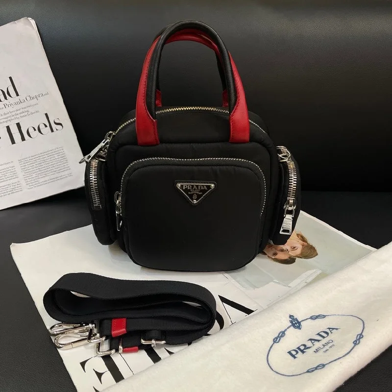 Prada Red Black Pillow Bag 19cm