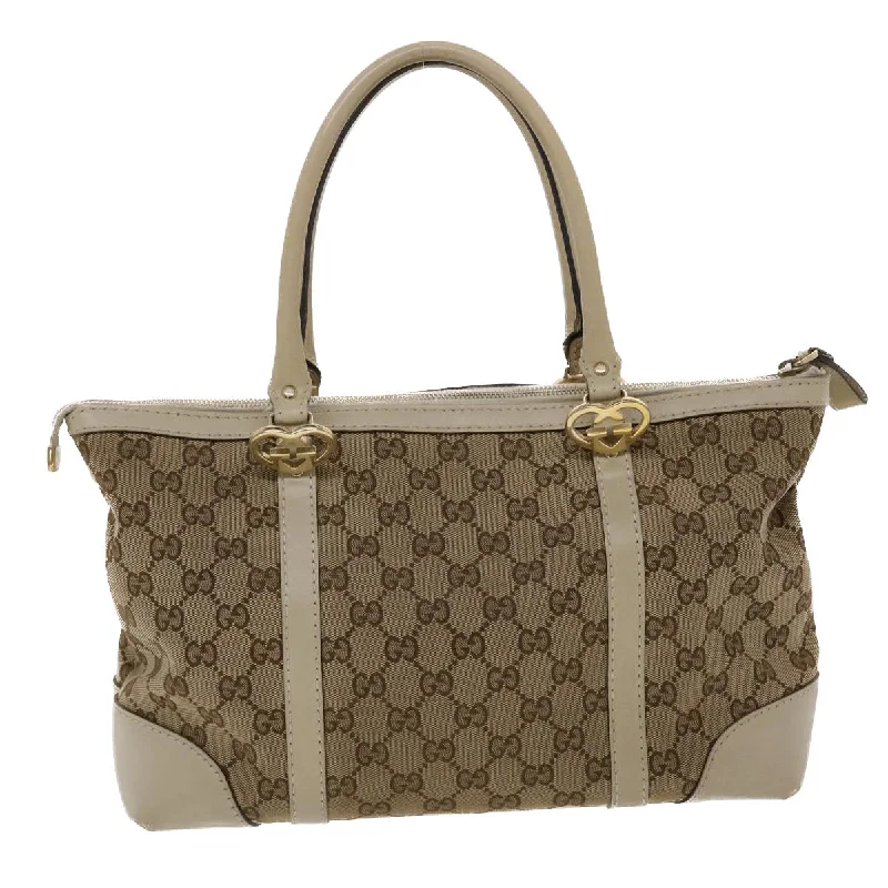 Gucci Marmont bags for women with a contrast - colored interiorGUCCI GG Canvas Tote Bag Leather Beige 257069  am4730