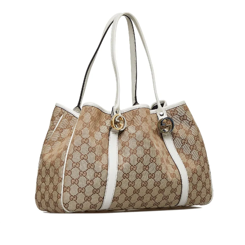 Women Gucci bags with a front - flap pocket for quick - access itemsGucci GG Canvas Twins Tote (SHG-5uIQ9f)