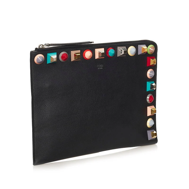 Fendi Rainbow Studded Leather Clutch - '10s