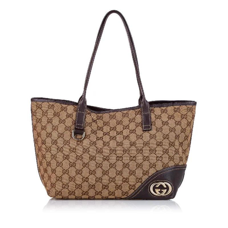 Women Gucci crossbody bags with a woven leather strapGucci GG New Britt Canvas Tote Bag (SHG-20836)