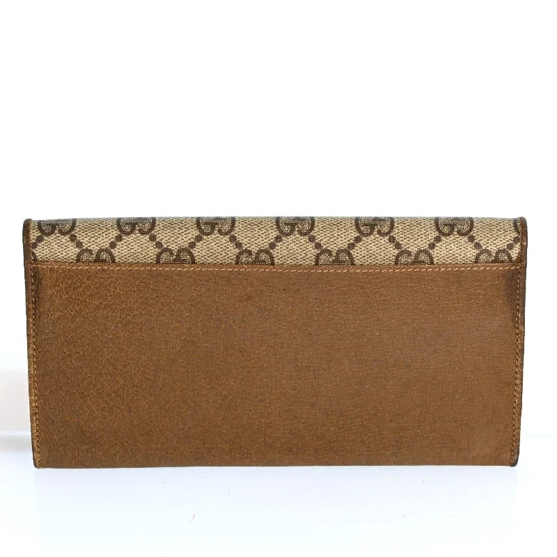 Women Gucci Sylvie bags featuring the signature web stripeGucci Gg Pvc Leather Long Wallet Brown