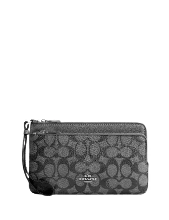 Coach Double Zip Wallet In Signature Canvas