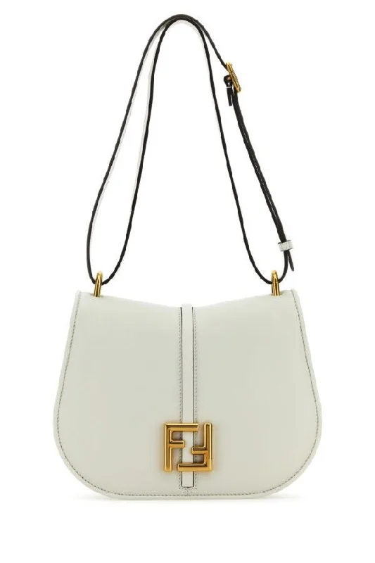 Fendi Women White Leather C Mon Medium Shoulder Bag