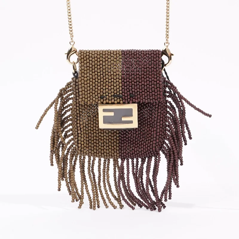 Fendi Pico Baguette Dark Brown / Soft Gold Mini