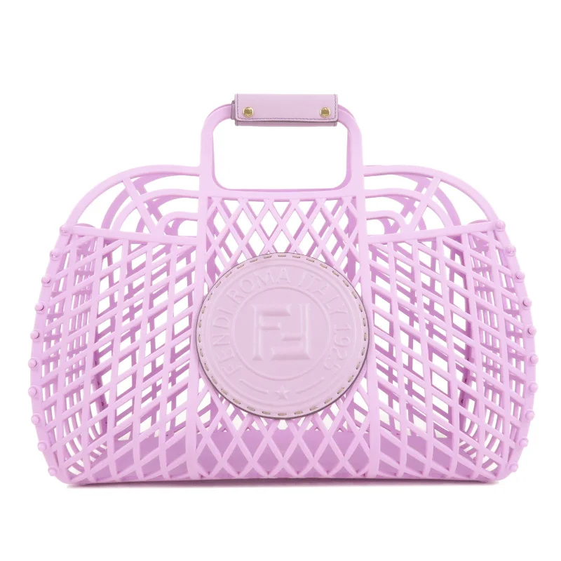 FENDI Plastic Leather Basket Bag Medium Purple 8BH389