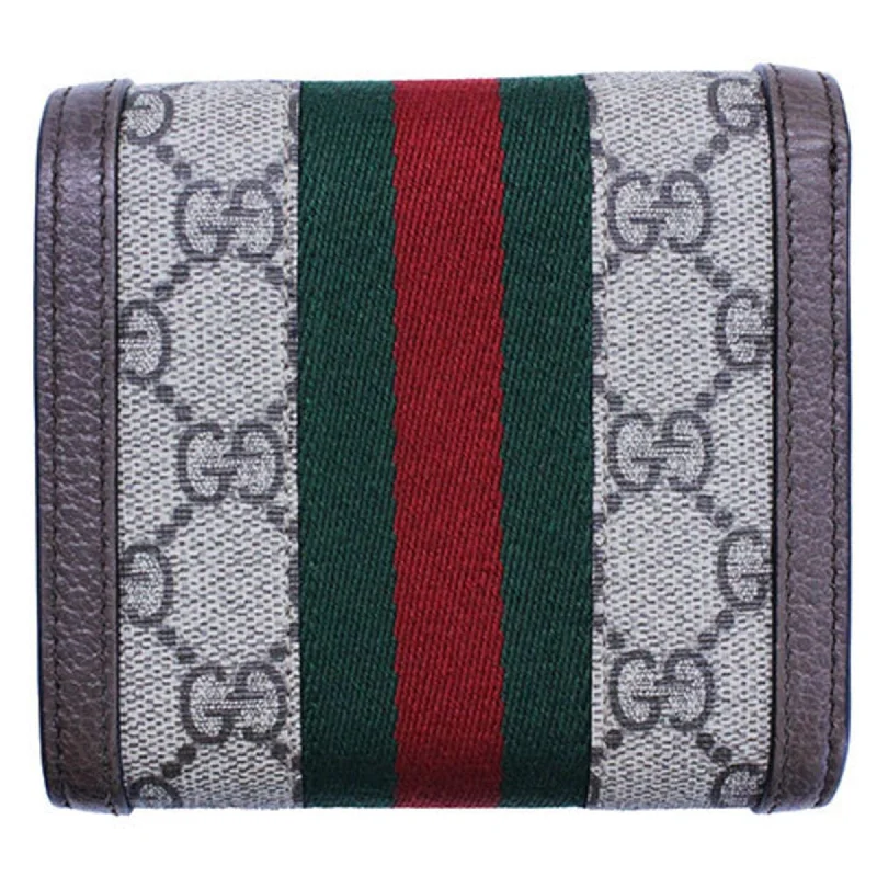 Medium - sized Women Gucci handbags for everyday useGUCCI Wallet Women's Ophidia Bifold GG Plus Supreme Sherry Web Brown 598662