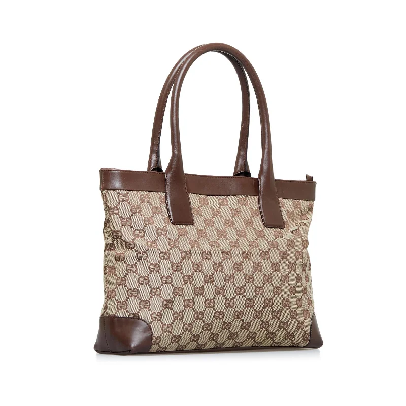 Gucci Marmont bags for women with a contrast - colored interiorGucci GG Canvas Tote (SHG-Qrdclg)