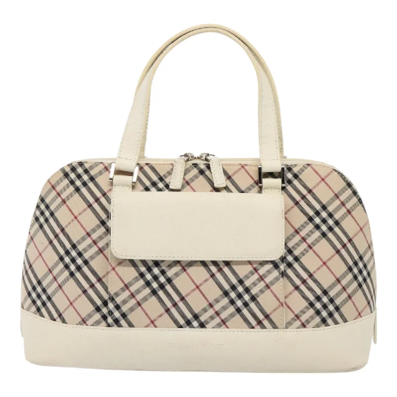 BURBERRY Nova Check Hand Bag Canvas Beige White  88414