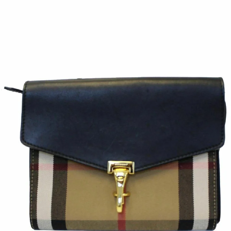 Burberry Small Macken House Black Canvas and Leather Cross Body Bag