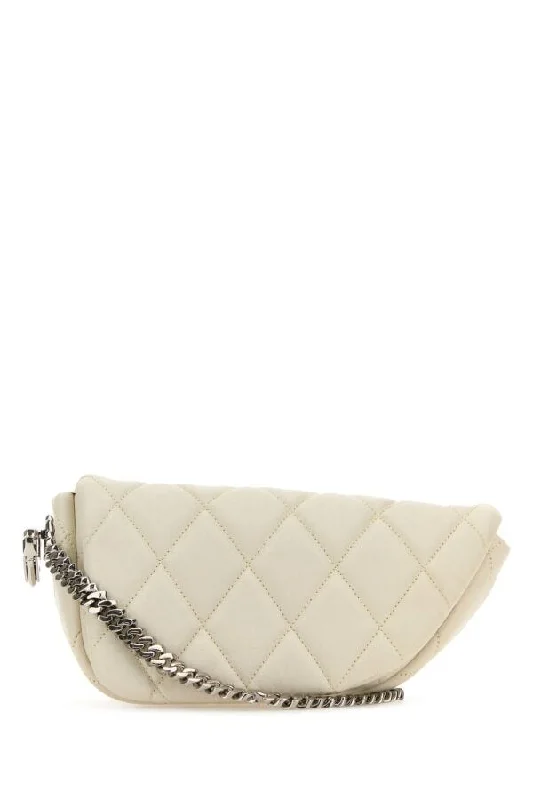 Burberry Women White Leather Shield Lock Shoulder Bag