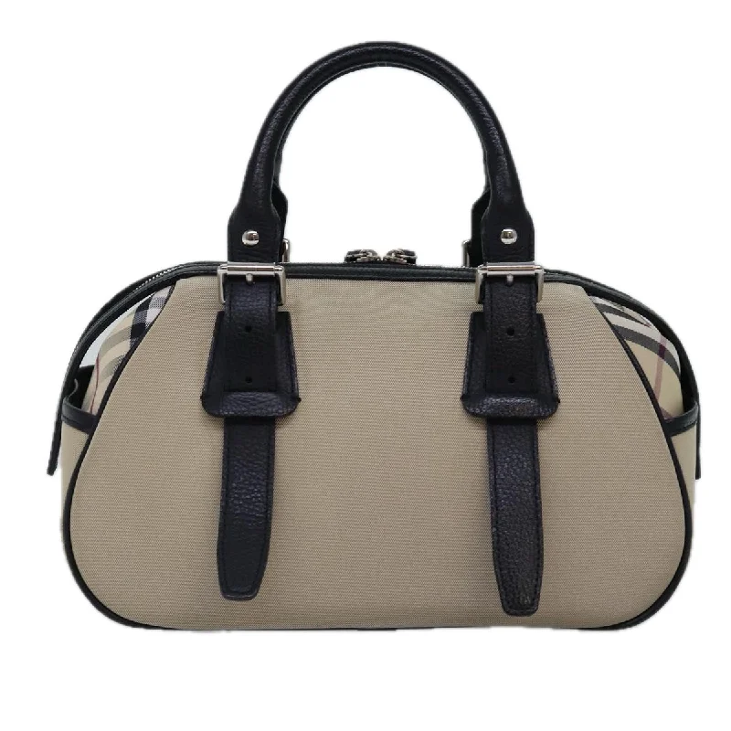 BURBERRY Nova Check Hand Bag Canvas Beige  am6323