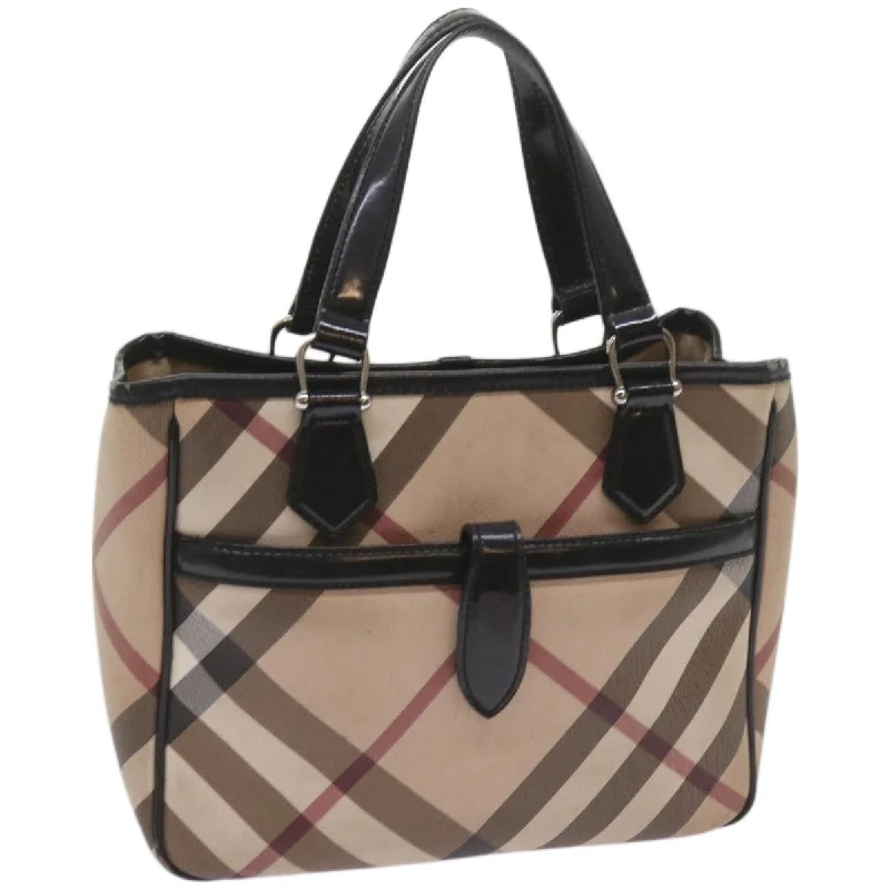 BURBERRY Nova Check Hand Bag PVC Beige Auth 68142