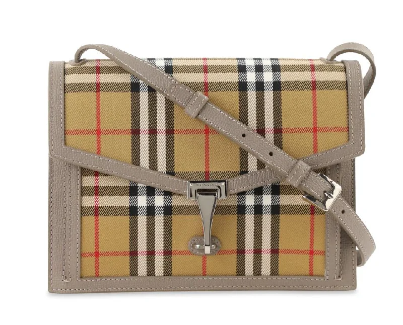 Burberry Small Macken Vintage Check Gray Canvas Cross Body Bag