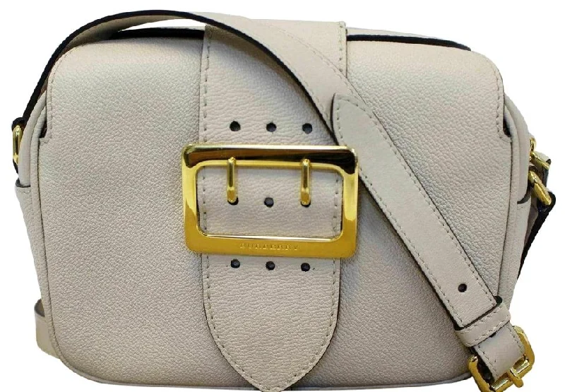 Burberry Small Buckle Limestone Leather Cross Body Bag