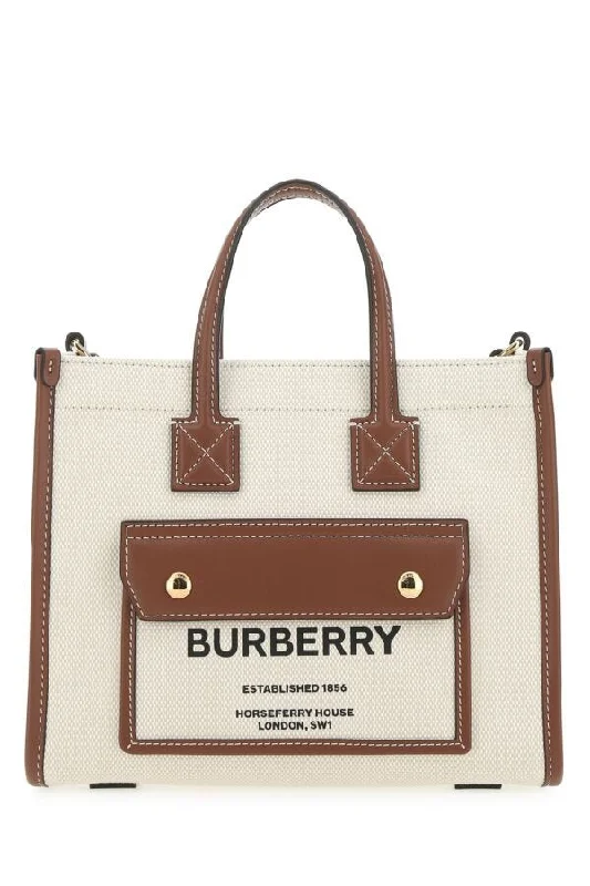 Burberry Women Two-Tone Canvas And Leather Mini Freya Handbag