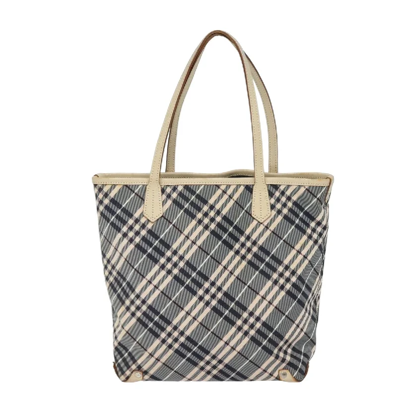 BURBERRY Nova Check Blue Label Tote Bag Canvas Beige Navy  bs15727