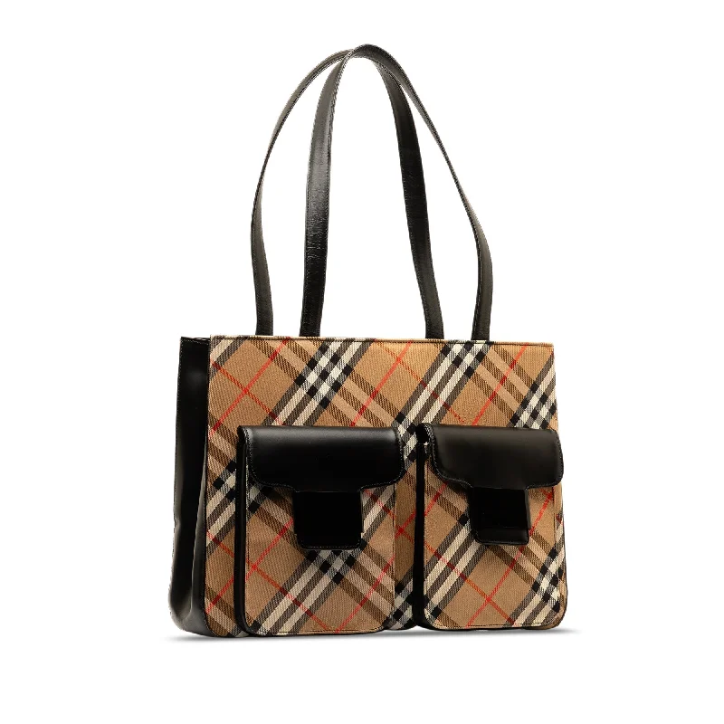 BURBERRY Nova Check Double Pocket Tote Tote Bag