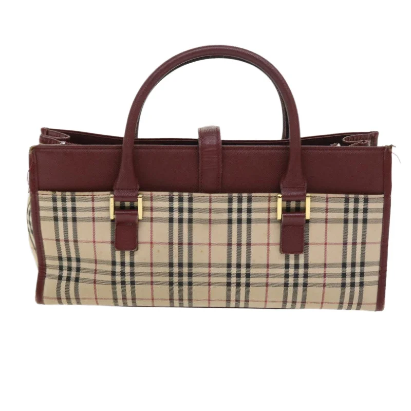 BURBERRY Nova Check Hand Bag Nylon Canvas Beige  56466