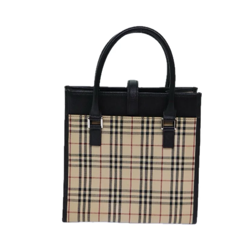 BURBERRY Nova Check Hand Bag Canvas Beige  bs15796