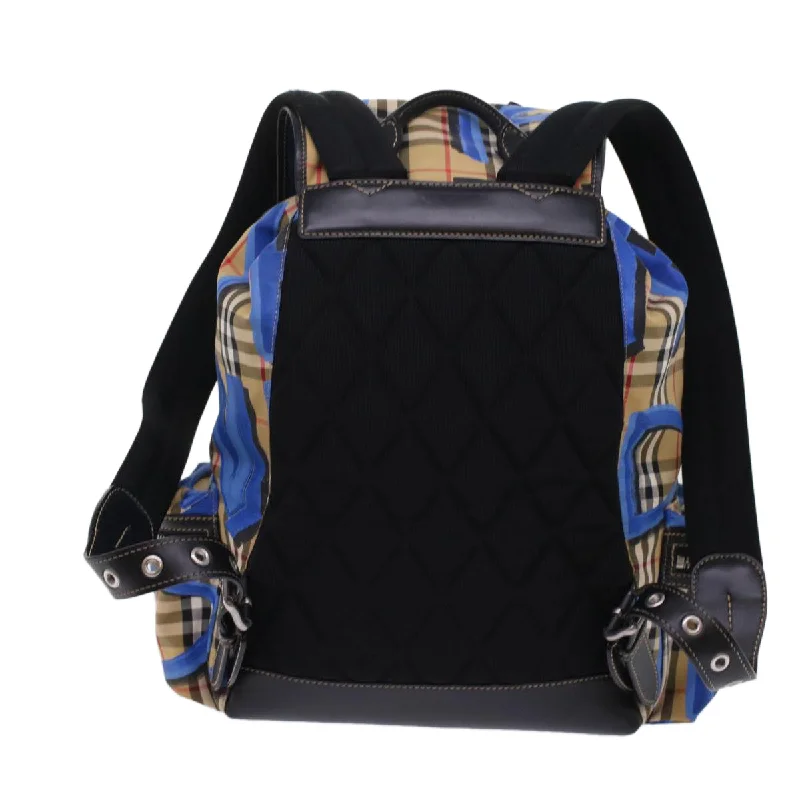 BURBERRY Nova Check Graffiti Backpack Canvas Leather Beige Blue  49119A