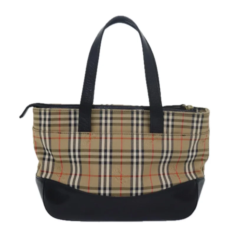 BURBERRY Nova Check Hand Bag Canvas Beige  bs16219