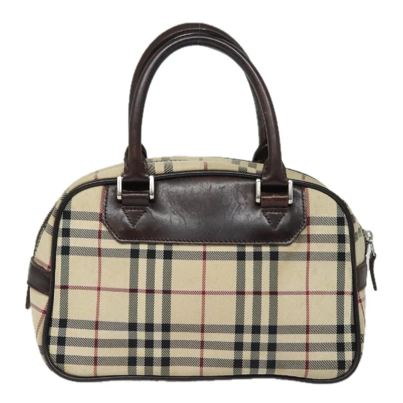 BURBERRY Nova Check Hand Bag Nylon Black Beige  yk13499