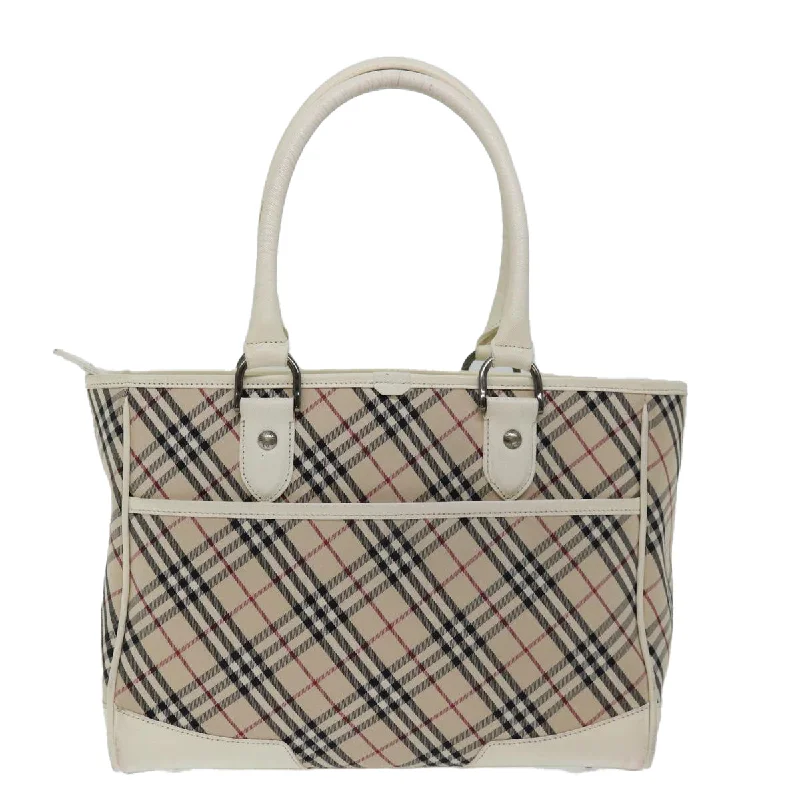 BURBERRY Nova Check Hand Bag Canvas Beige White  mr032