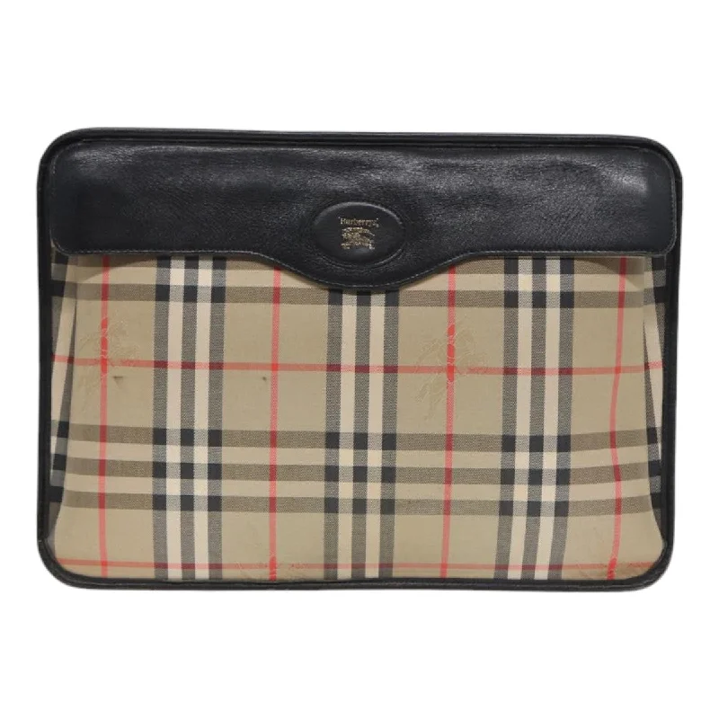 BURBERRY Nova Check Document Case Canvas Beige  HK1549