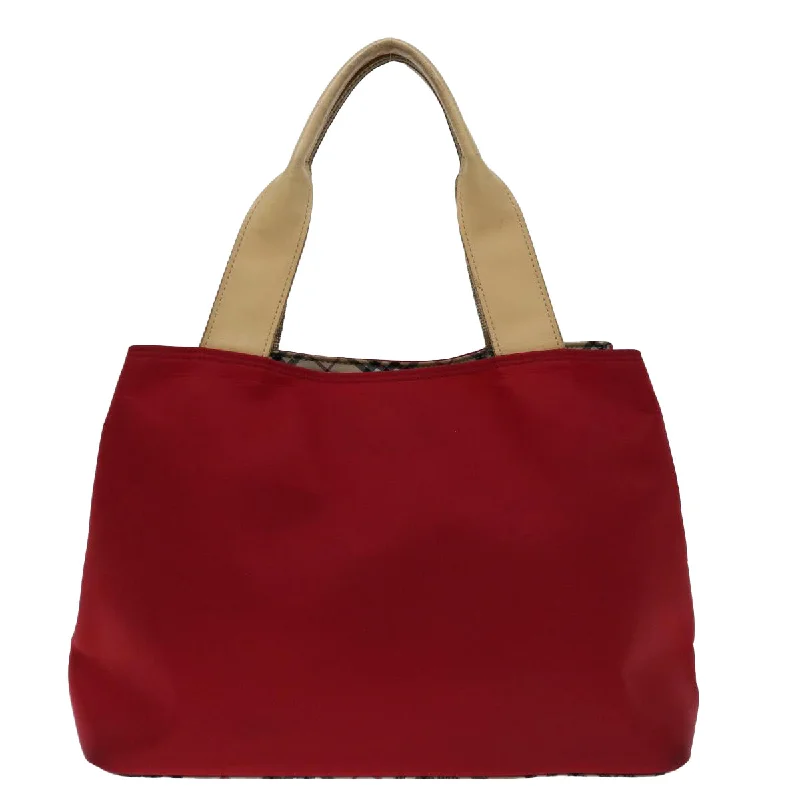 BURBERRY Nova Check Hand Bag Nylon Red  ac2835